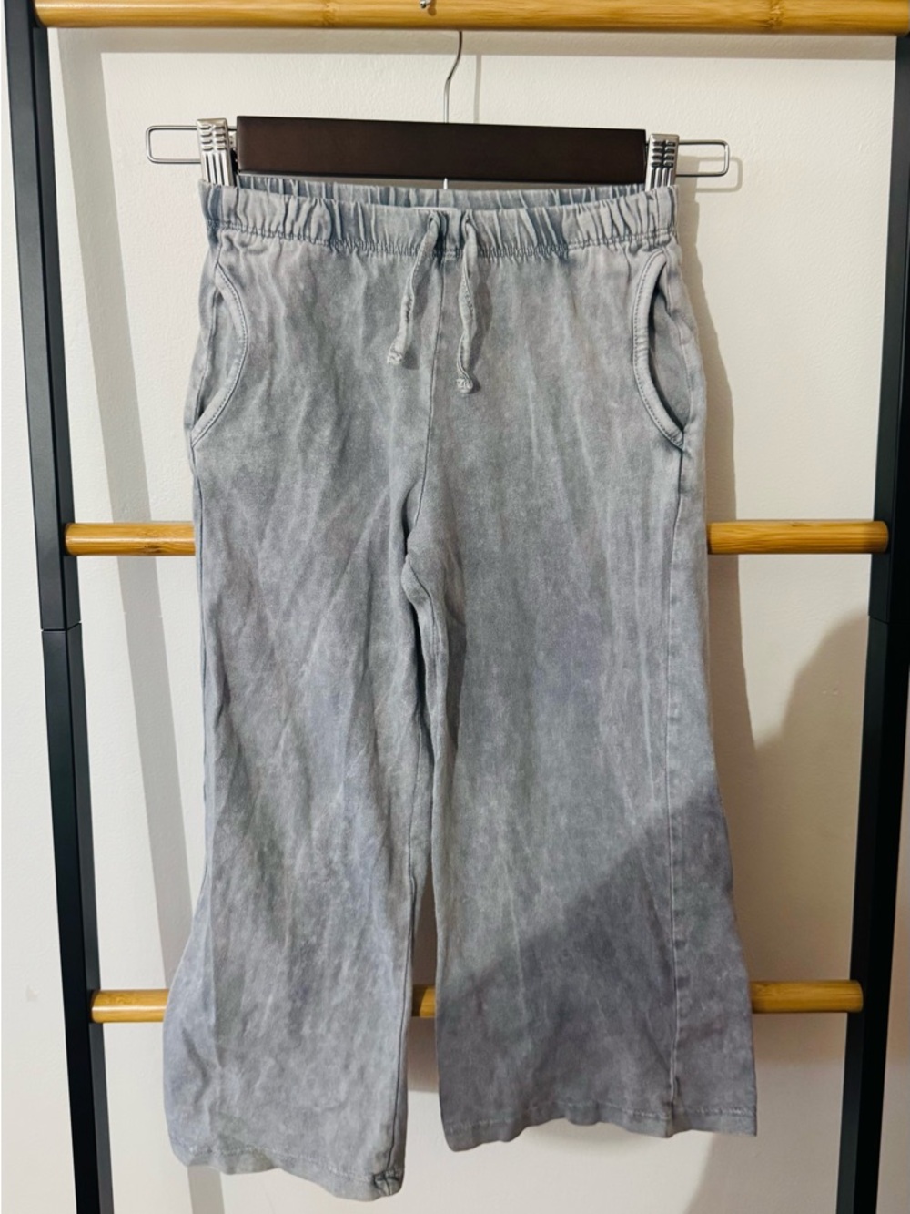 Zara Girls Light Gray Wide-Leg Sweatpants